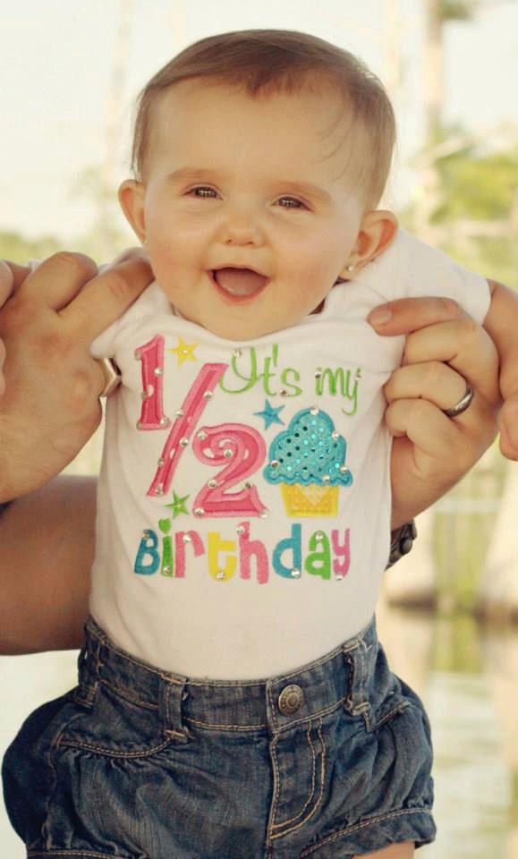 Its My 1/2 Birthday embroidered, outfit, onesie, 6 months, half birthday, custom -- Half Birthday Onesie with RHINESTONES