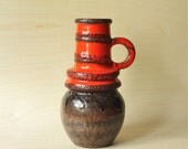 Vintage West German Pottery Handled Vase by Scheurich Wien Pattern  designed by A. Seide