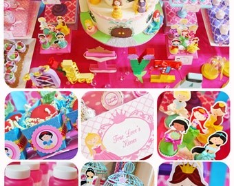 Princess Party Printable - Princess Birthday -Cinderella - Belle - Ariel -  Tiana - Rapunzel -Huge Party Set by Amanda's Parties TO GO