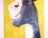 Large Horse Painting 30x40 Canvas Art Black and Yellow Theodore the Horse