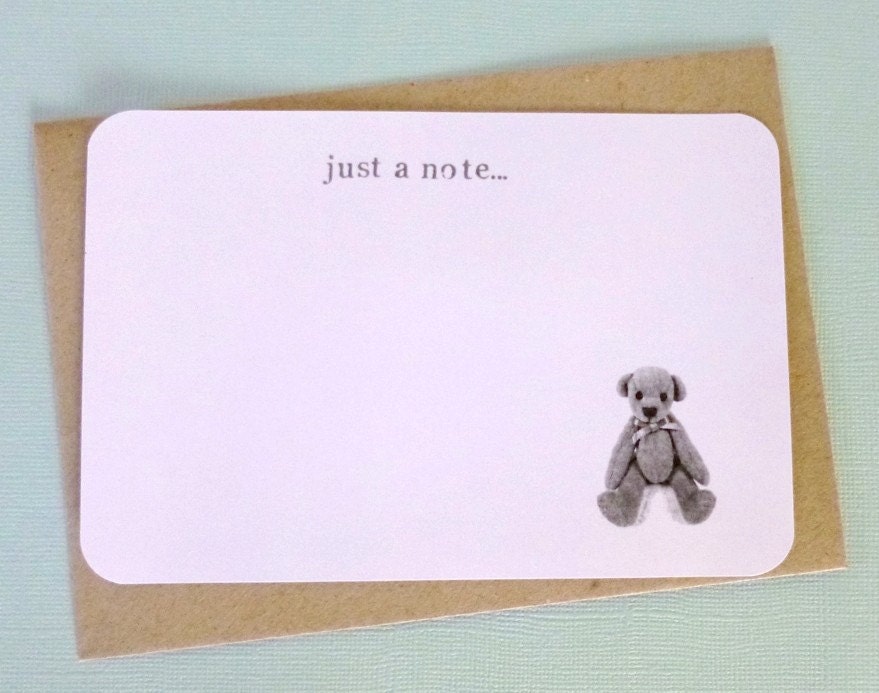 Teddy Bear Note Cards - Black and White - with envelopes