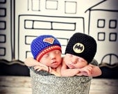Newborn Photo Prop Twin Baby Boy Superhero Hats