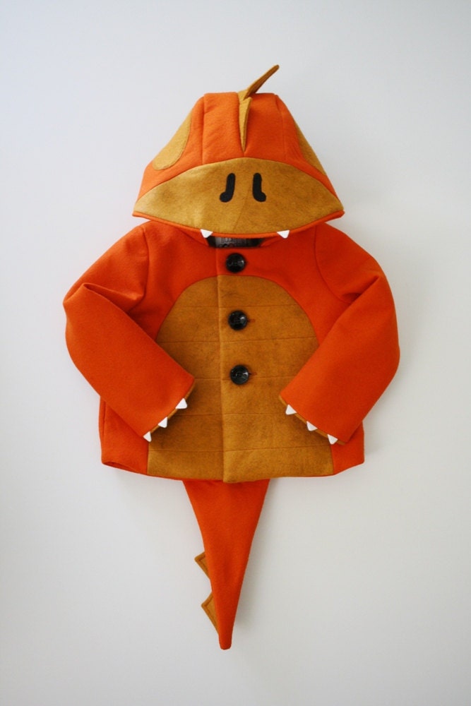 Kids Coat: Pop Orange Dino