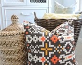 Mosaic Pillow Cover - Designer Decorative Pillow - Mosaic Slub Chili Pepper - 18x18 - Throw Pillow - Oange - White - Yellow