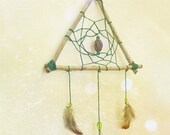 Triangle Wood Dreamcatcher : Green, Brown, Natural Home Decor