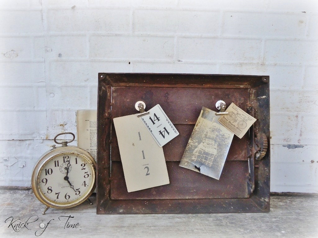 RESERVED for Easyshop21 - Antique Cast Iron Grate - Industrial Repurposed Magnet Board - Photo Display