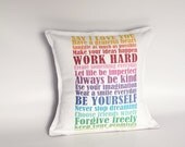 Rainbow wishes - 16x16 Pillow cover -  Pocket fold back - Heavy cotton twill front - Double layered cotton back