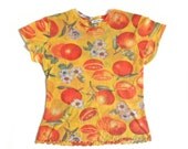 90's Mesh Orange Blossom Graphic Printed Fishnet Crop Top