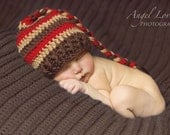 Baby Pixie Hat, Crochet Pixie Hat, Hat with Braid, MADE TO ORDER, Newborn to 12 Months