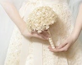 Wedding Flowers - Pearl Flower Bridal Bouquet of Ivory Pearl Hydrangea Beaded Flowers - Wedding Bouquets - Great Brooch Bouquet Alternative