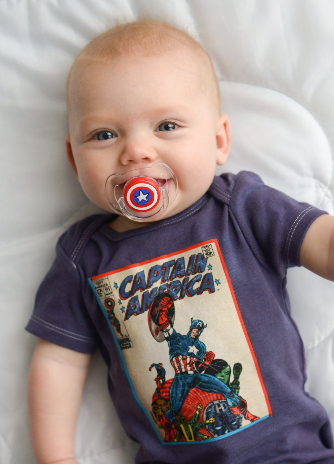 Baby America on a CLEAR AVENT Pacifier - Custom Hand Painted Pacifier