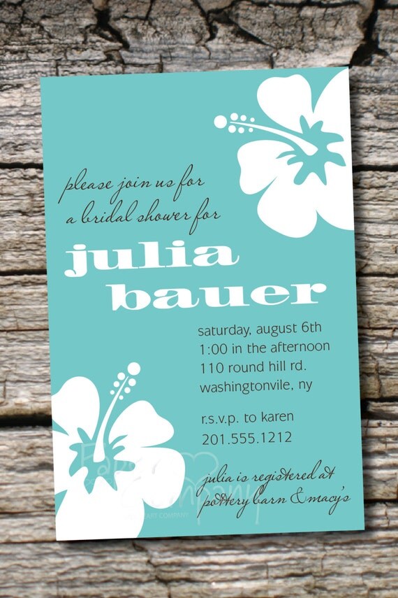 BOLD HIBISCUS Bridal Shower Party Event Printable Invitation Il_570xn