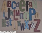 Painted Wooden Alphabet Letters 14 inch to 6 inch Nursery Wall Art Wood Letters Playroom Kids Room Decor Vintage Style