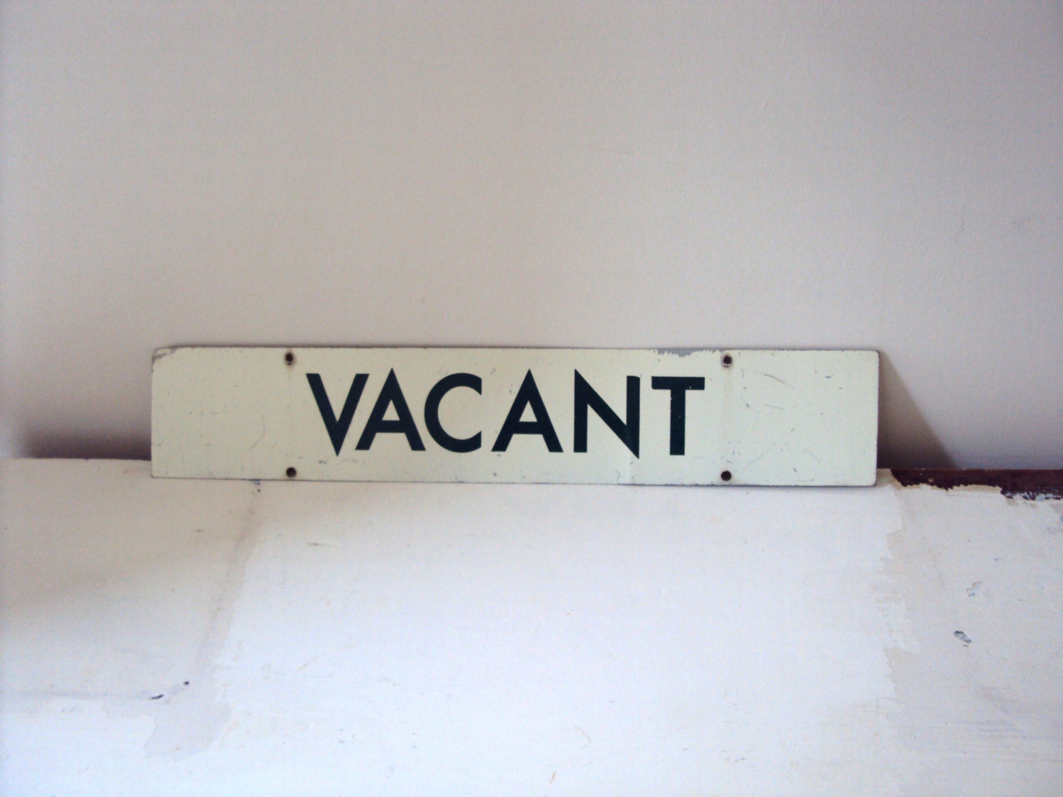 Fabulous VINTAGE metal sign / industrial decor / British racing green colour / VACANT