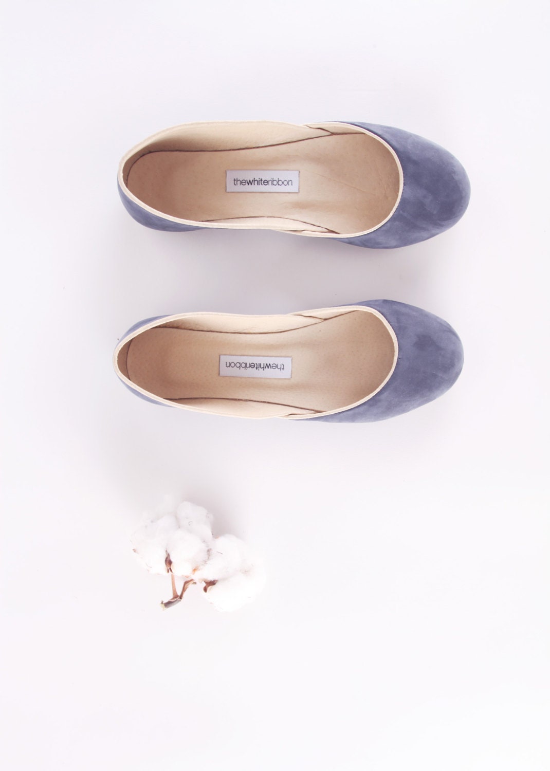 up-cycled Navy Blue nubuck ballet flats.