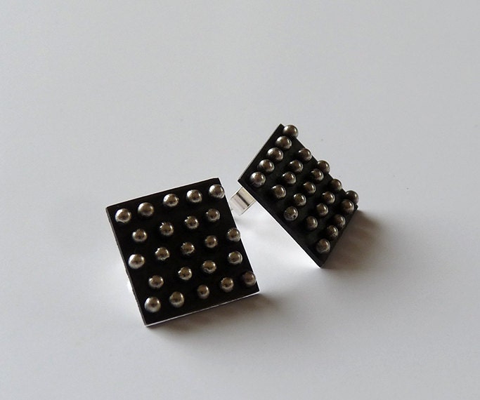 Sterling Silver Square Post Earrings V4