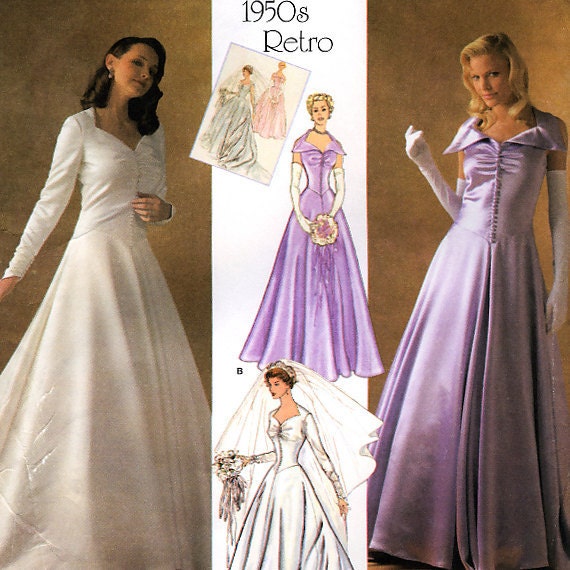 1950s Inspired Wedding Dress, Bridesmaid Dress, Wedding Gown, Sewing Pattern Reissue of 1950s Simplicity 4259 Sizes 6, 8, 10, 12, 14 uncut