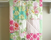 Baby Quilt -  Nicey Jane - Girl Crib Quilt in Pink, Aqua, Mint, and Ivory