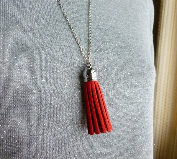 Red Tassel Necklace - Fringe Jewelry