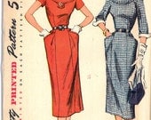 1950's FACTORY FOLDED Womens Dress Vintage Sewing Pattern Simplicity 8406 Bust 36