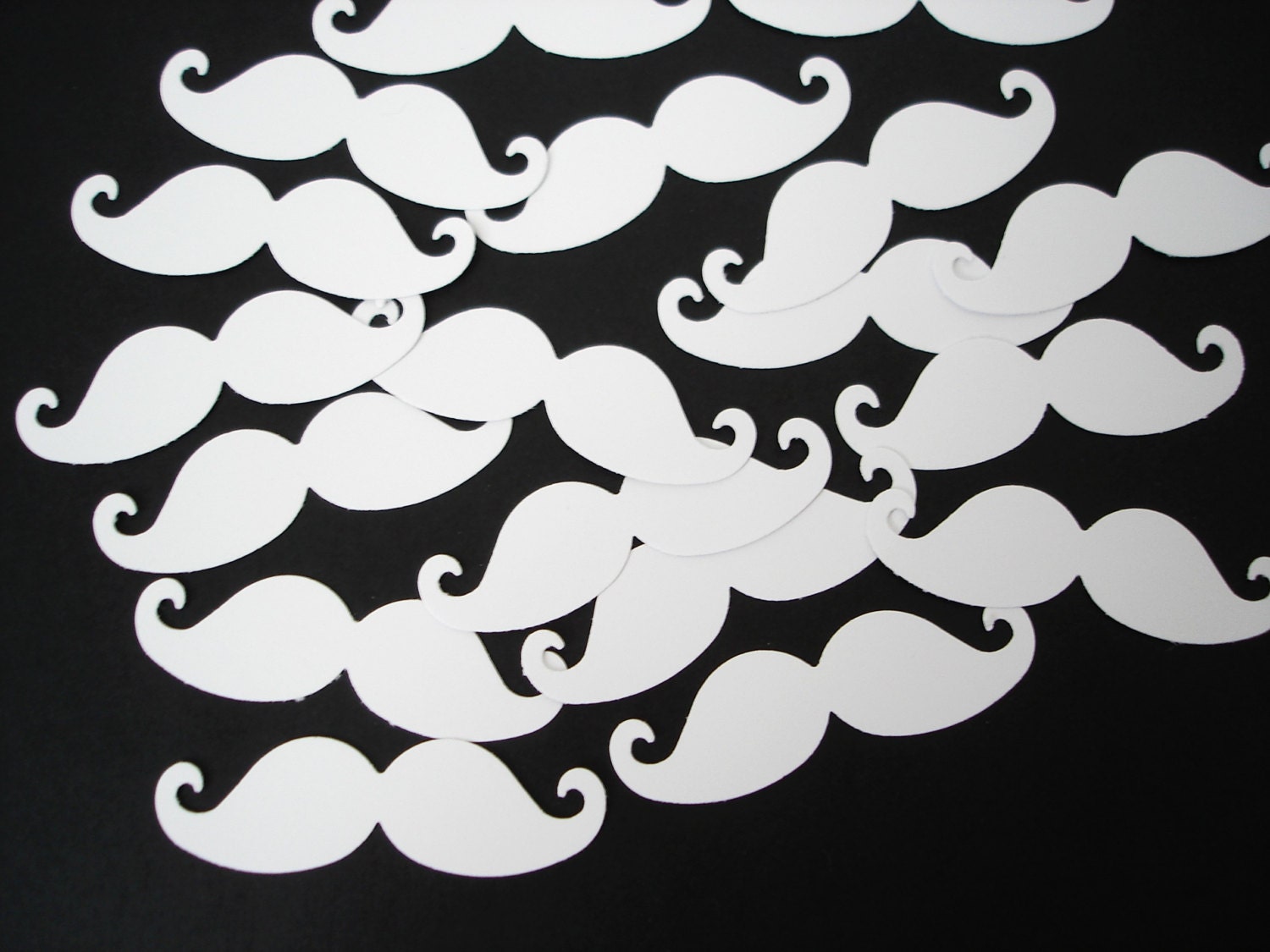 50 White Mustache die cuts, confetti, mustache baby shower, party supplies, gift tags, DIY photo booth props - No149