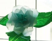 Blue Rose - A single translucent, elegant origami flower folded with radiant vellum paper - Gift Wrapping, Gift Idea