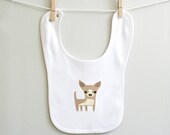 Organic cotton baby bib. Chihuahua.