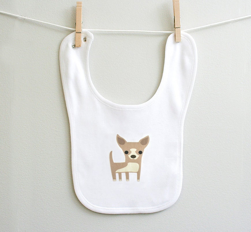 Organic cotton baby bib. Chihuahua.