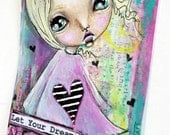 ACEO Mixed Media Big Eye Art Original Hand Painted Art Card