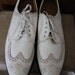 Jay Gatsby's Dancing Shoes - Off White Corfam wingtips/golf shoe Size US Men 7.5 Women 9