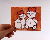 Cat and Bear Funny Cat with Hat Card