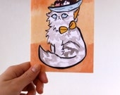 Banana Split Cat with Hat Blank Card