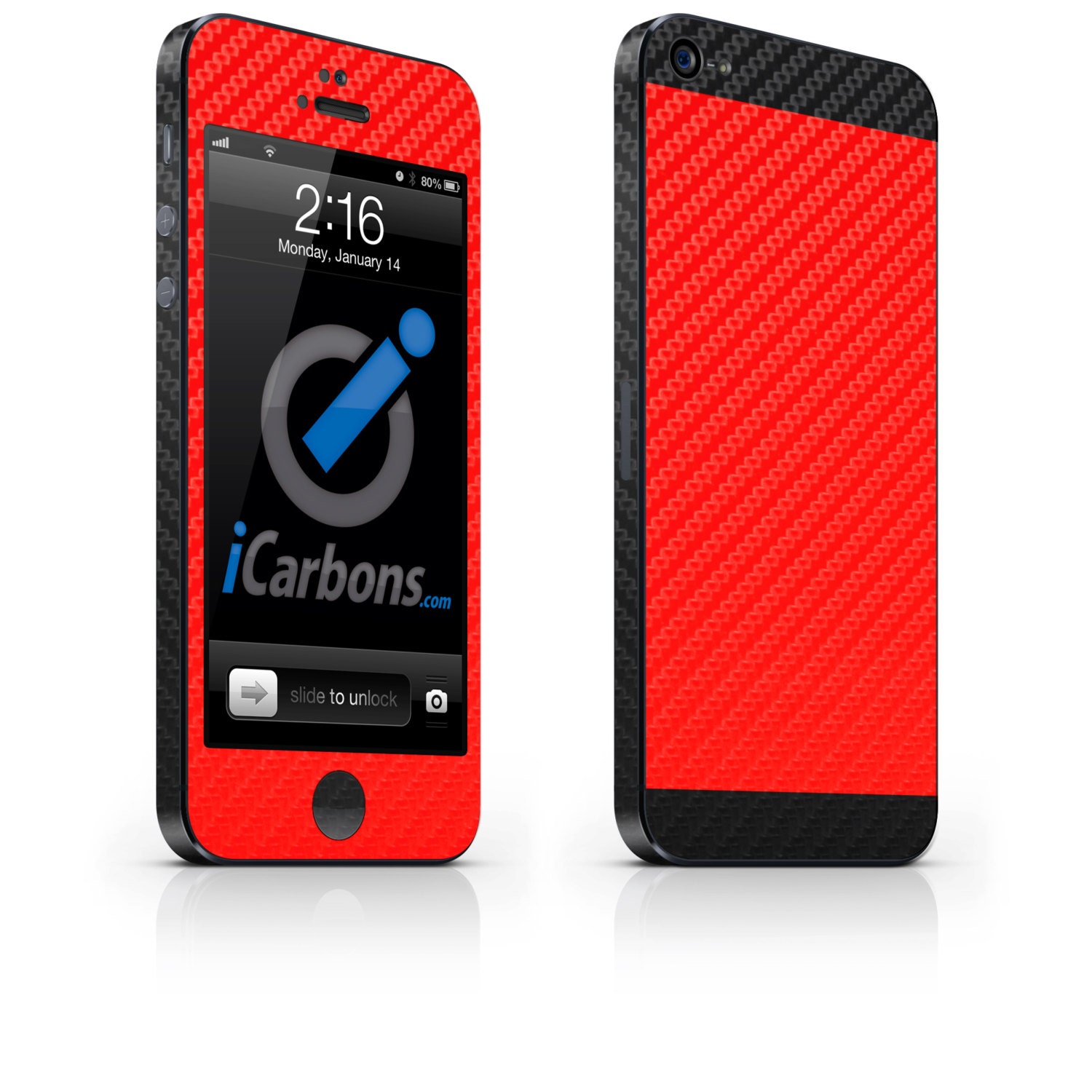 iCarbons BuildYourOwn TwoTone Red Carbon Fiber IPhone 5 Skin Decal FULL COMBO
