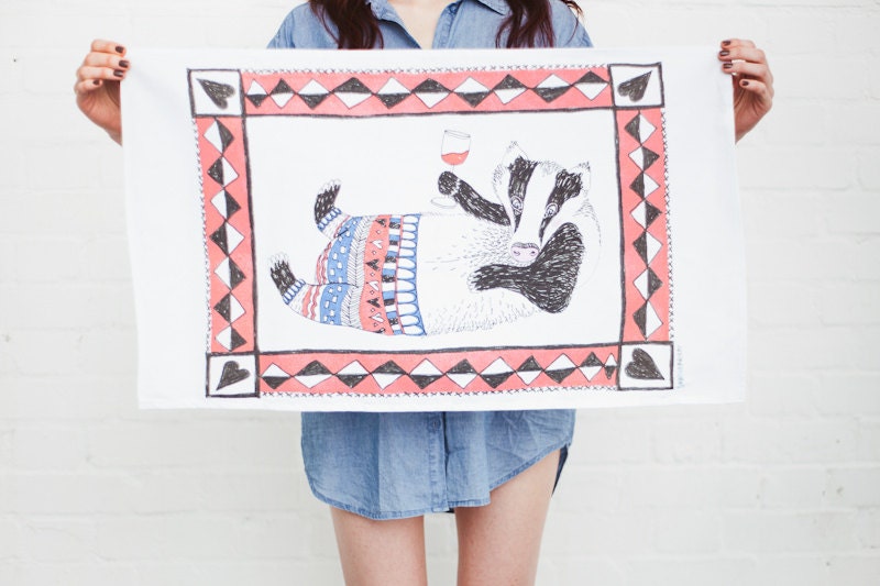 Tipsy Badger Tea Towel