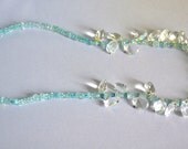 Aqua Marine Necklace, Tear Drop Clear Glass, Silver Tone Made in the USA, Item No. De198
