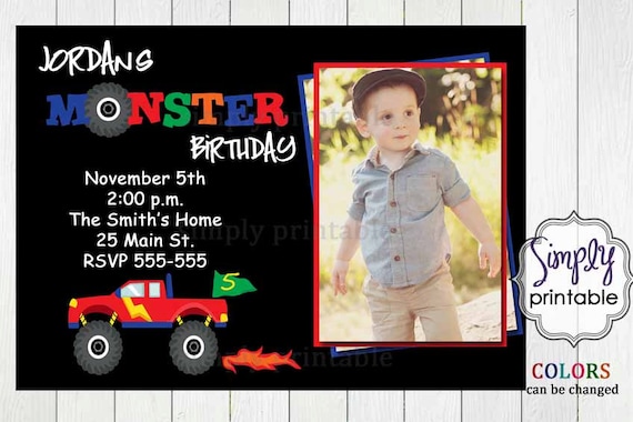 Monster Truck Birthday Invitation with Photo Il_570xn