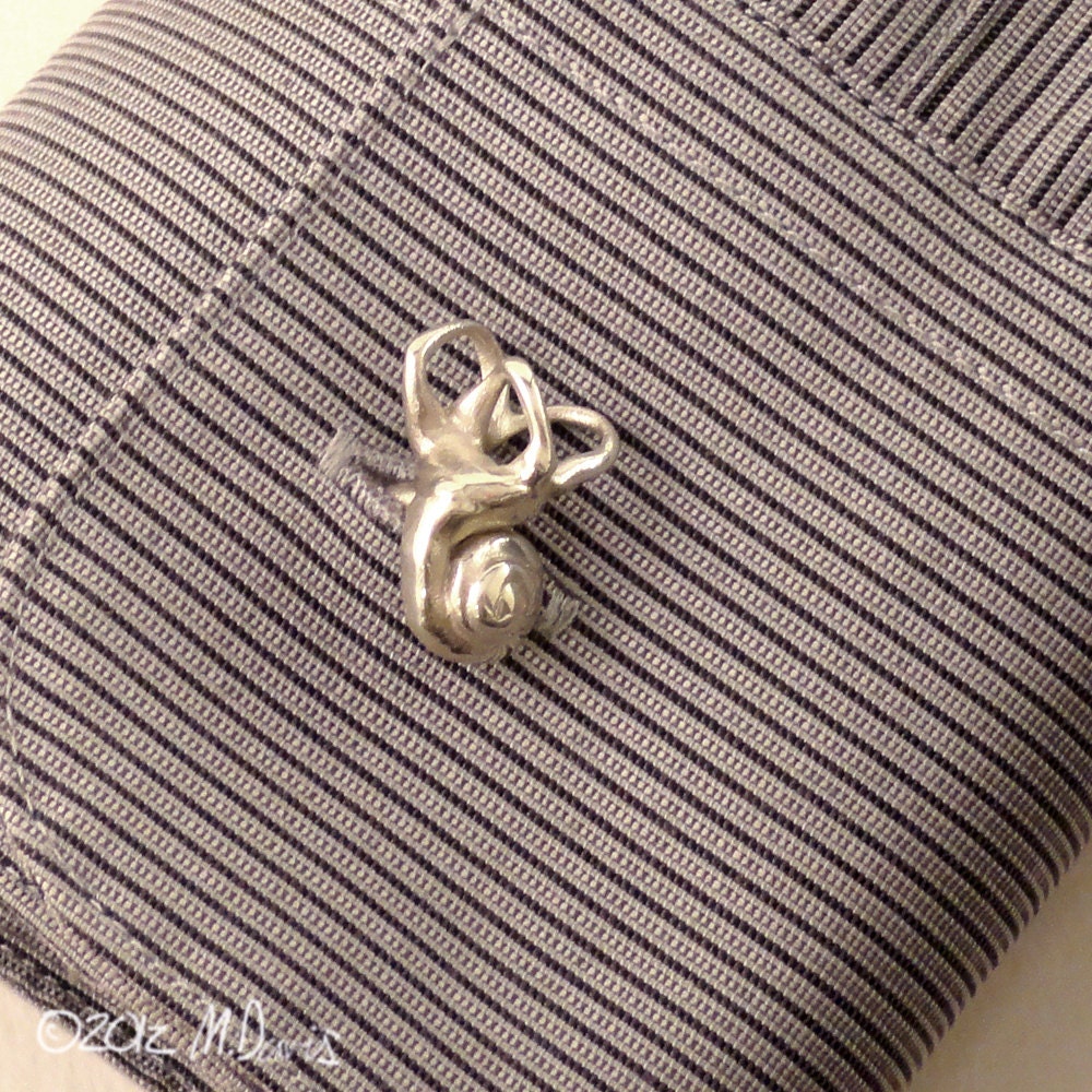 Inner Ear Cochlea Cufflinks in Sterling Silver