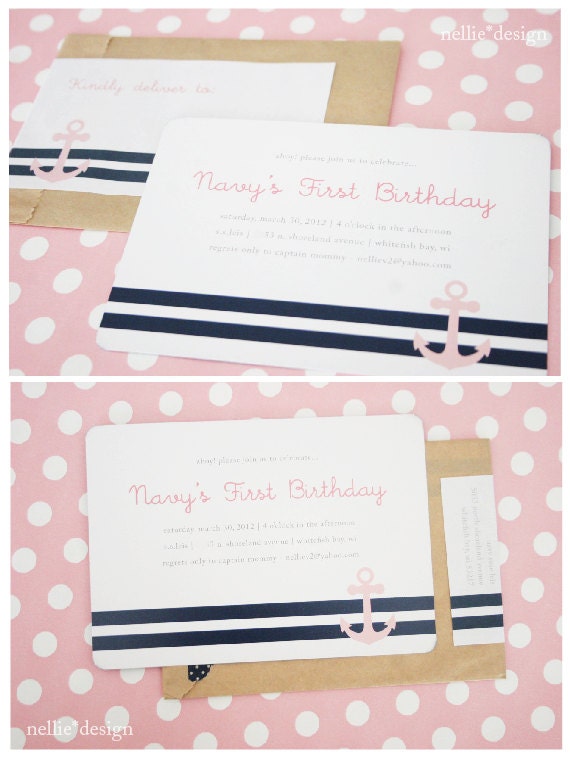 Sailor Girl Nautical Theme Birthday Party Invite & Address Label - Printable Design