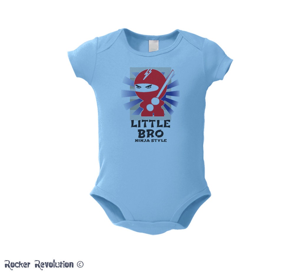 Little Brother Onesie- Ninja Style Little Brother Shirt  ( Ninja Style Little Bro mutlo Ink ) Matching sibling shirts