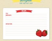 Fruit Recipe Cards - Strawberry, Blackberry, Cherry, Raspberry or Blueberry - Printable Il_170x135