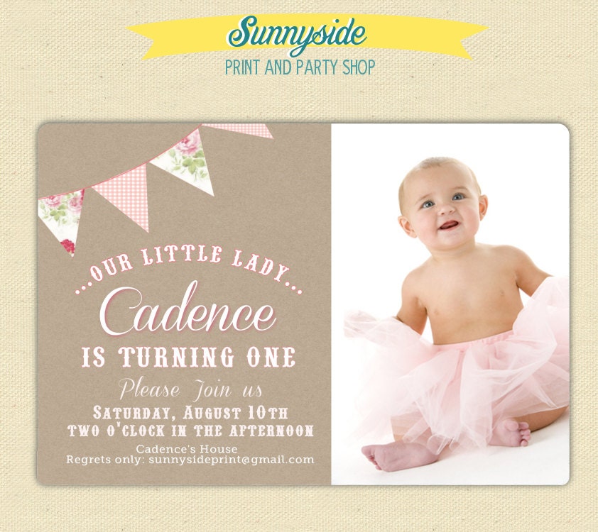 Pretty Pennant & Burlap Photo Birthday Invitation Il_170x135