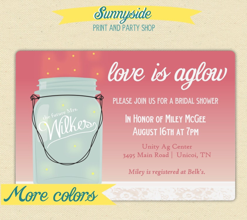 Love Is Aglow - Mason Jar Bridal Shower Invites - Printable Il_170x135