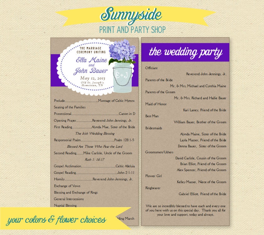 Kraft & Lace Rustic Wedding Program 4.25" x 9" - Printable Il_170x135