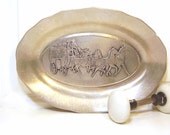 Vintage Pewter Tray 1950s PewTaRex Stagecoach