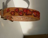 Tooled leather dog collar