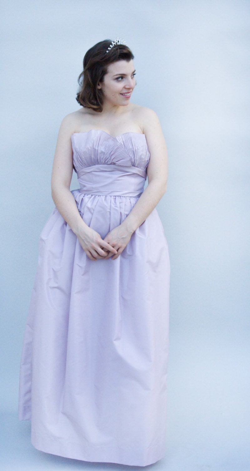Vintage 1980s Dress - Hyacinth - Pale Lilac Taffeta Deadstock Victor Costa Ballgown with Bolero