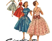 Full Skirt Dress Vintage Sewing Pattern Simplicity 1800 Teen Girls 1950s Cummerbund Sash Womens Vintage Sewing Patten Bust 32 UNCUT