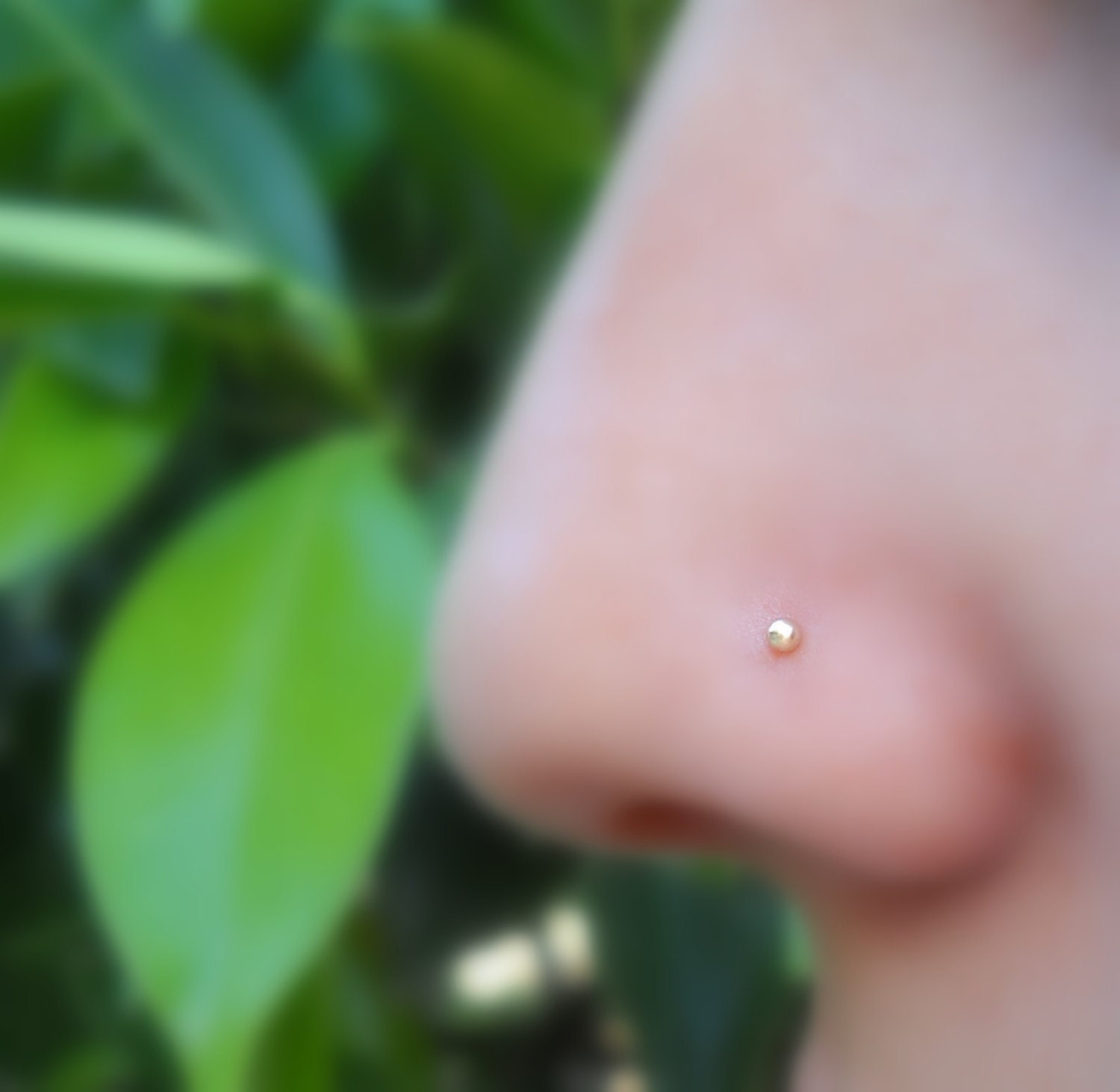 Nose Ring Stud 14K Solid Yellow Gold 1.5mm Ball Handcrafted