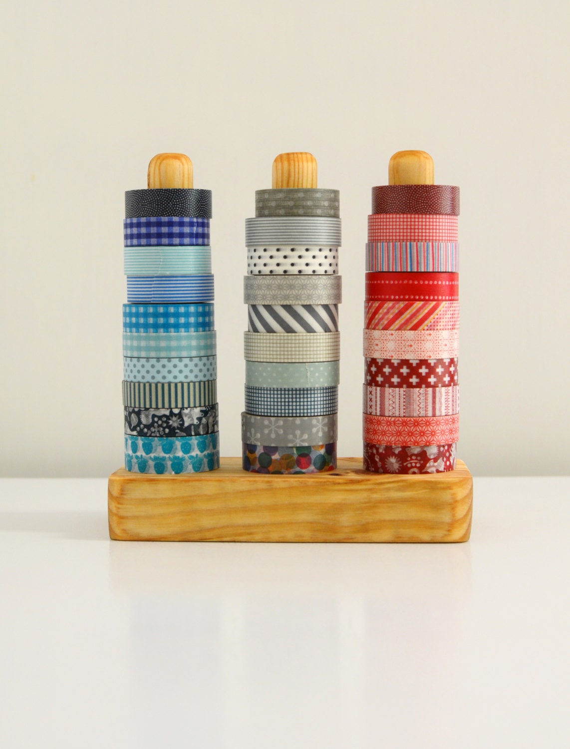 Washi Tape Organizer - Wood Masking Tape Holder - Eco friendly Japanese Tape Dispenser for 30 rolls - coworkers gift - under 50 gift