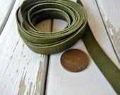 Leather - 10mm (3/8") Flat Deertan Leather Strip in NEW OLIVE - 2 Yards - Jewelry Making Supply